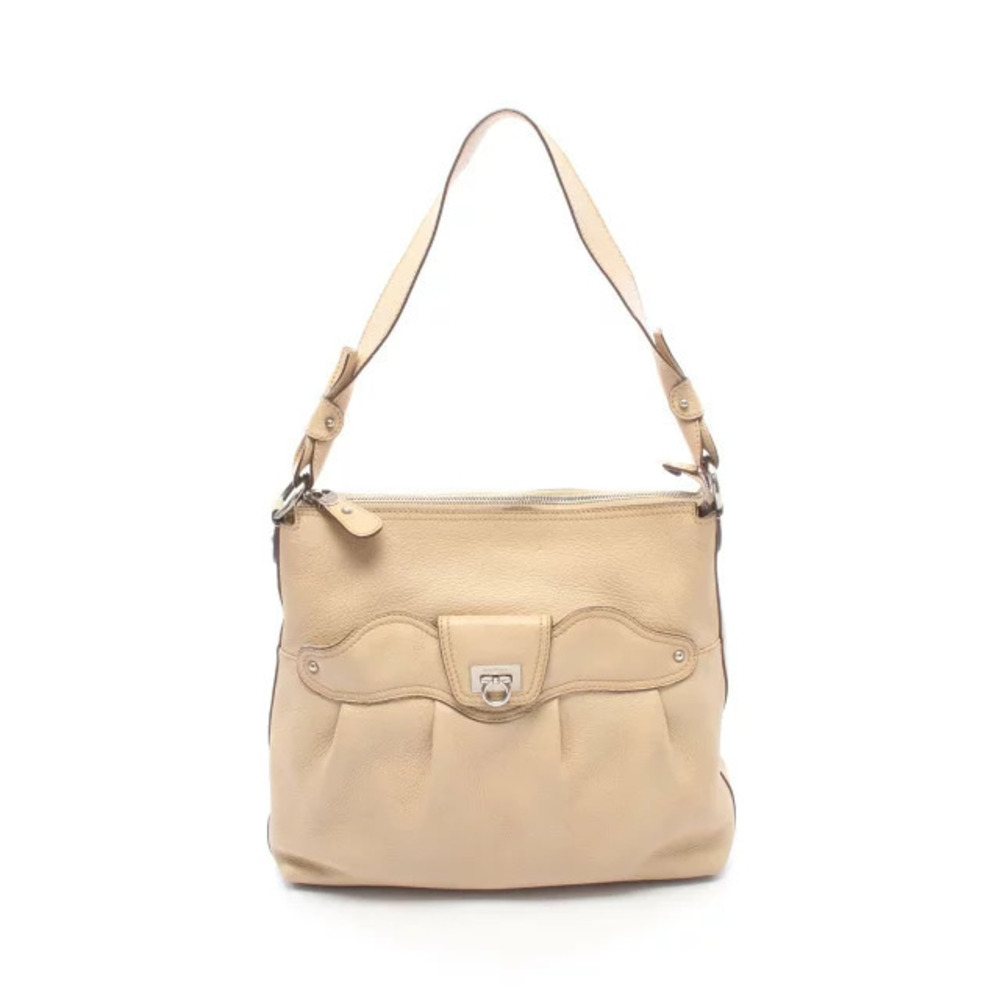 Salvatore Ferragamo Gancini Shoulder Bag Leather Beige Cream